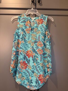 Maurices Turquoise Floral Print Sleeveless Tank